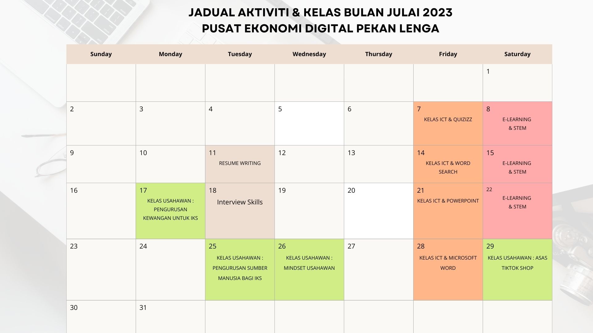 Aktiviti Bulan Julai 2023