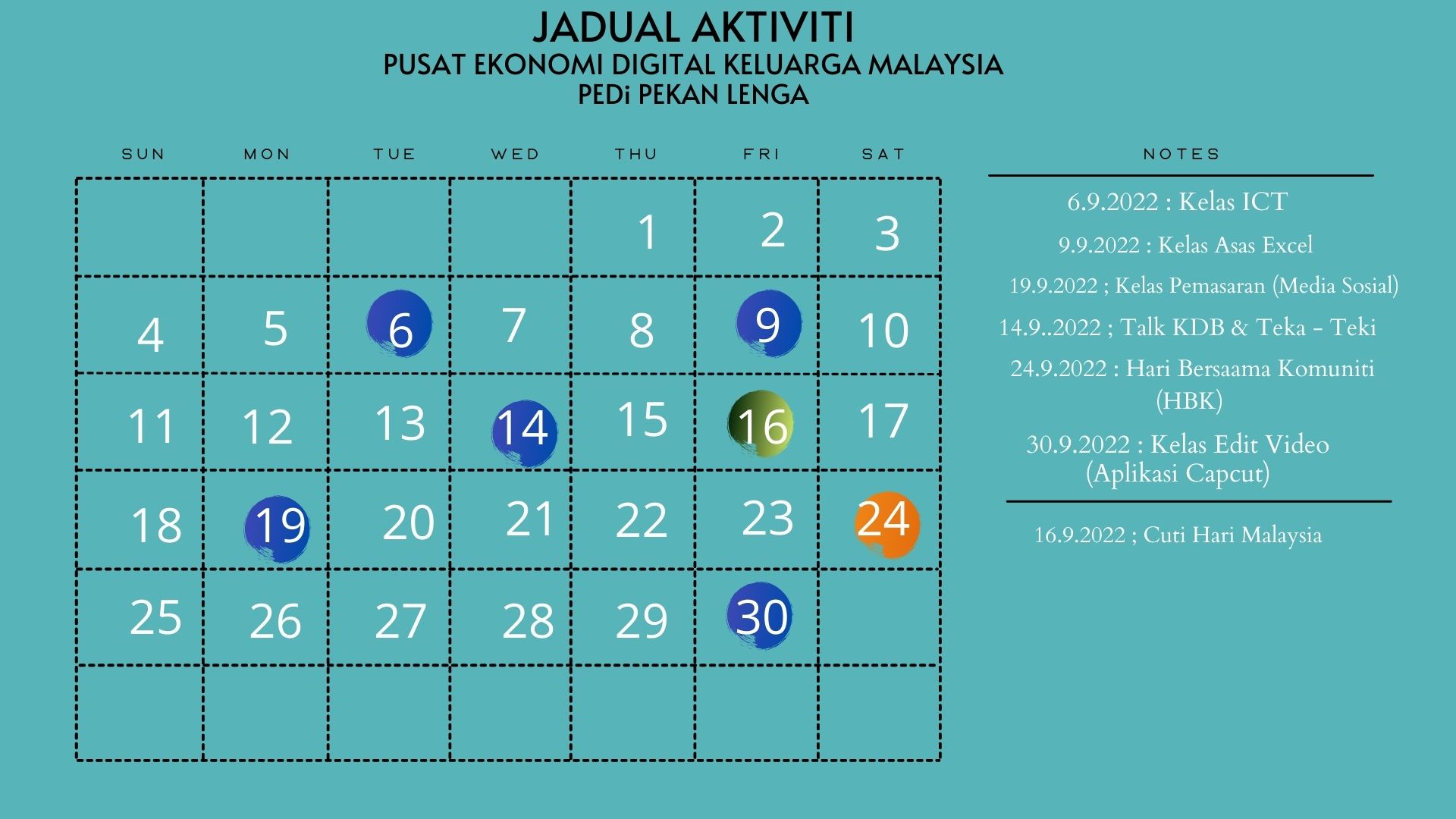 Jadual Aktiviti September 2022